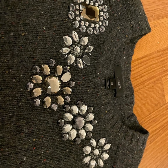 JCrew Jeweled Grey Knit Sweater - Picture 4 of 4